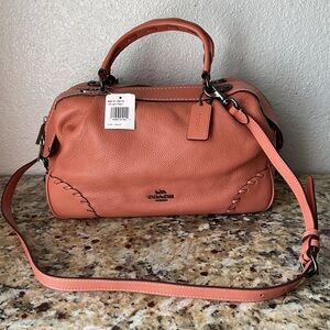 Coach Peach Leather Satchel with Crossbody Strap